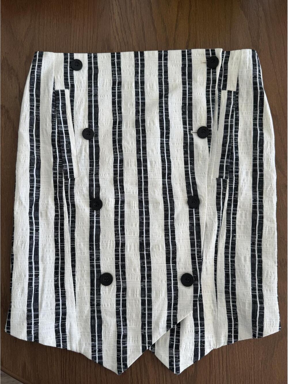 KENZO Paris Striped Button Front Cotton Skirt Size FR 38 US 6 NWT